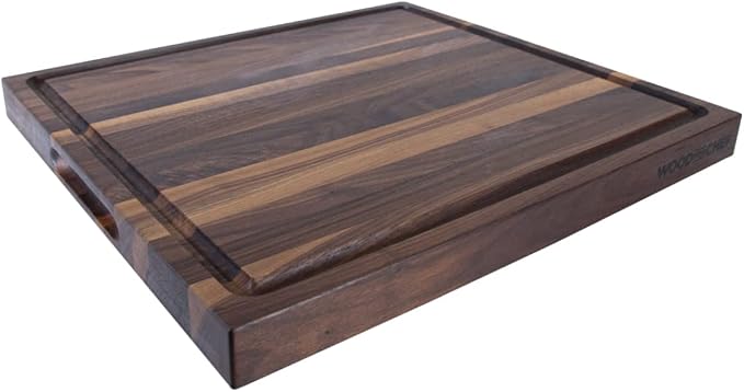 Medium Wood Cutting Board from American Walnut - A Butcher Block That Comes with Juice Groove for Cutting Meat and Juicy Veggies Easily - Walnut Chopping Board - 16x12x1.5 inches