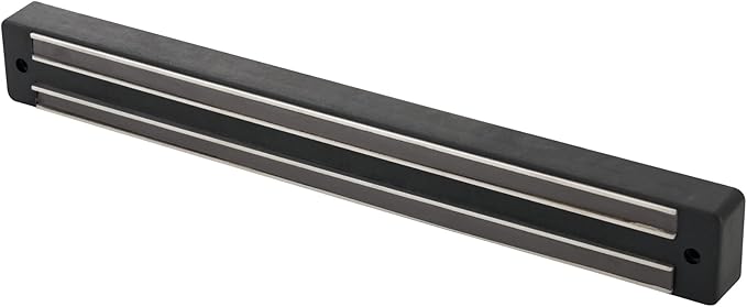 Restaurantware Met Lux 13 Inch Magnetic Knife Holder For Wall 1 Powerful Knife Magnetic Strip - Space-Saving Organizer Securely Hang Kitchen Utensils or Tools Black Plastic Knife Hanger