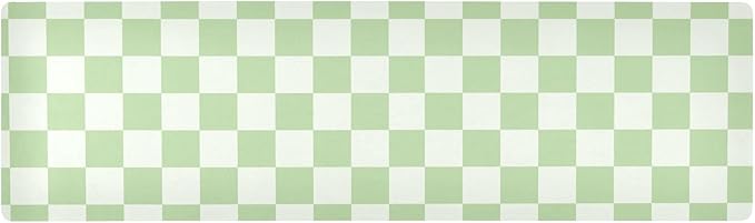 Checkered Mint Green and White Trivet Table Runner Heat Resistant 230F for Hot Dishes Pots Plates Kitchen Dining Table Protector Decorative 39.37 X 11.8 Inch