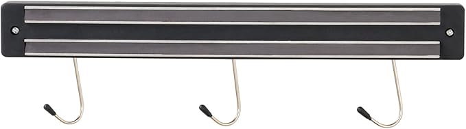 Restaurantware Met Lux 13 Inch Magnetic Knife Holder For Wall 1 Powerful Knife Magnetic Strip - Space-Saving Organizer Securely Hang Kitchen Utensils or Tools Black Plastic Knife Hanger