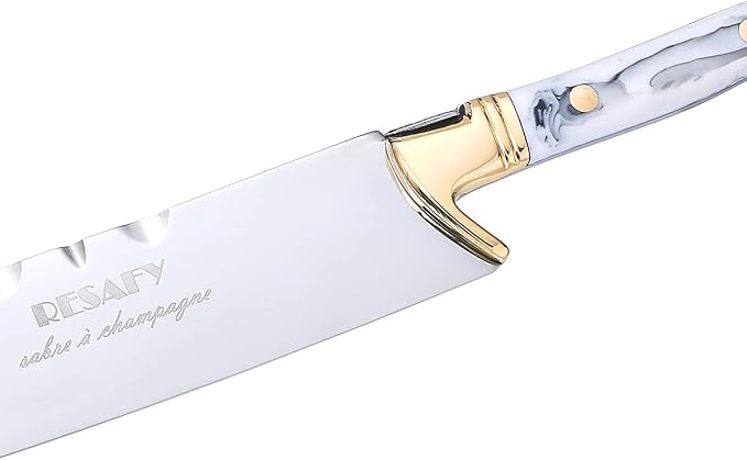 Resafy Champagne Saber With Wooden Box Champagne Knife Champagne Sword Champagne Opener (White)