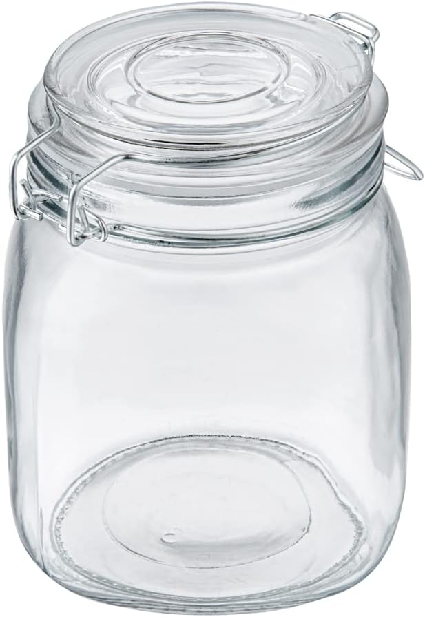 Restaurantware-Vetri 30.4 Ounces Glass Storage Jars, 3-Piece Dishwashable Glass Cookie Jars - Airtight Seal, Hot & Cold Friendly, Clear Candy Container, For Kitchen, Laundry, Or Storage