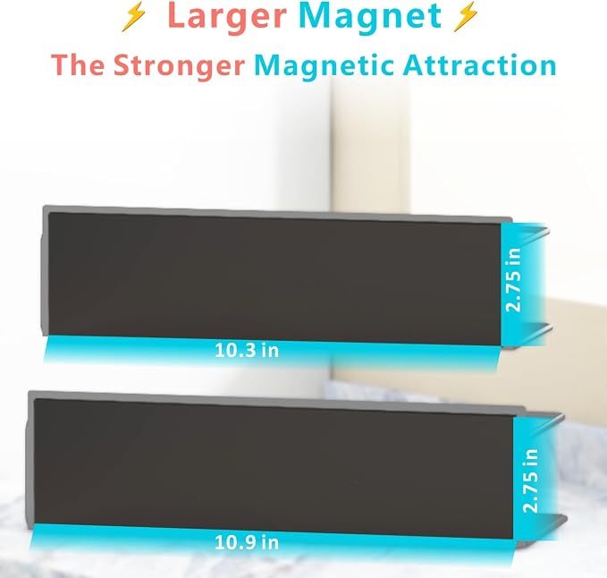 Magnetic Spice Rack For Refrigerator, Space Saving Magnetic Shelf For Fridge Black 2 Pack With Magnetic Paper Towel Holder