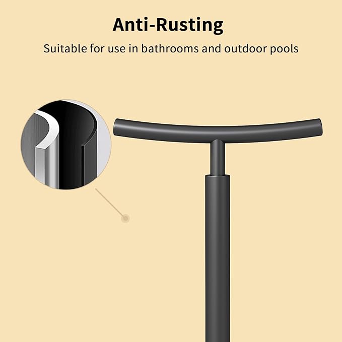 YUMORE Hand Towel Holder Stand for Bathroom & Kitchen, Freestanding T-Shape Fingertip Towel Rack with Anti-Scratch Weighted Base, Matte Black