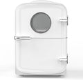 Electactic Mini Fridge for Skincare, 4L/6 Cans Portable Compact Cosmetic Fridge, Desktop Fridge with AC/DC Adapters, Observation Window, Small Cooler and Warmer for Beverage, Makeup, Bedroom, White