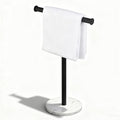 Hand Towel Holder, NEWRAIN Countertop Hand Towel Holder Stand, Stainless Steel Free Standing Hand Towel Rack with Heavy Marble Base, for Bathroom Kitchen & Counter top, Matte Black