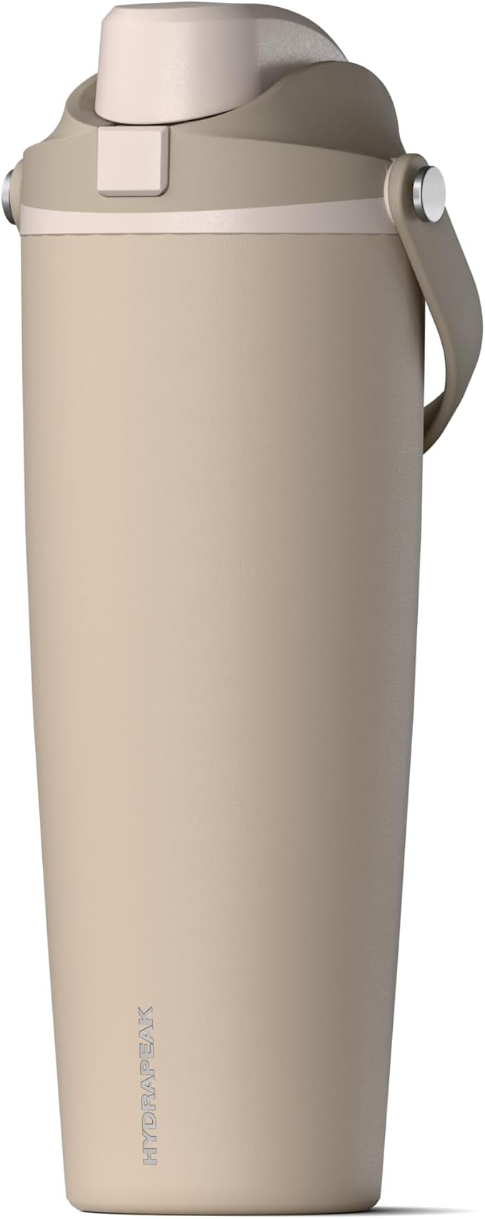 Hydrapeak Roamer 32oz Insulated Water Bottle with Straw Lid w/Lock & Handle, Leakproof Stainless Steel, Rubber Grip Base, Travel and Cupholder Friendly, Keeps Drinks Cold 24 Hours (Latte)