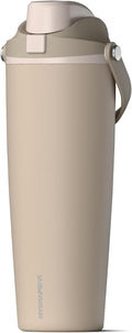 Hydrapeak Roamer 32oz Insulated Water Bottle with Straw Lid w/Lock & Handle, Leakproof Stainless Steel, Rubber Grip Base, Travel and Cupholder Friendly, Keeps Drinks Cold 24 Hours (Latte)