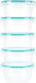 Snapware Plastic Total Solutions (5-Pack, 3.8 Cup) Food Storage Containers Set, Airtight & Leakproof Plastic Locking BPA-Free Lids, Freezer Dishwasher Microwave Safe