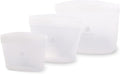 Noony Reusable Silicone Food Storage Bags - Easy to Clean & Odorless - 100% Food-Grade Silicone - Leakproof Stand Up Zip Container for Meal Prep, Snacks, Freezer & Microwave Safe,Set of 3.