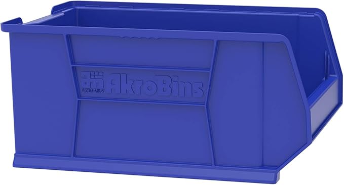 Akro-Mils 30288 Super-Size AkroBins Plastic Storage Bins, Space-Saving Stackable Bins for Garage, Classroom, Warehouse Organization, 24" L x 16" W x 11" H, Blue, 1-Pack