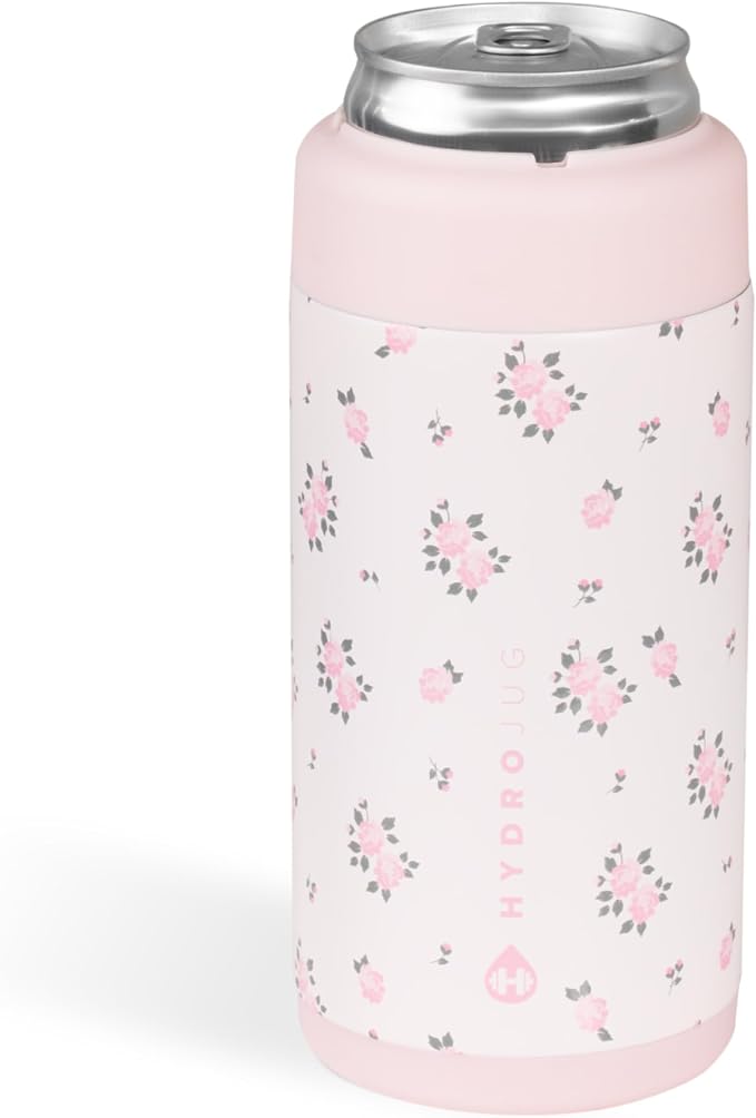 HydroJug Tall Can Cooler 16 oz, Stainless Steel Can Holder, Wildrose