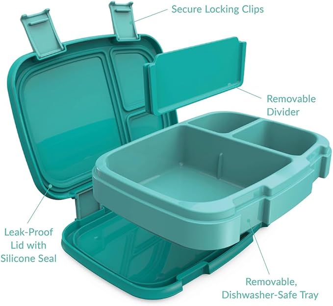 4-Compartment Bento Box with Leakproof Seal, Reusable Meal Prep Lunch Container for Adults Kids