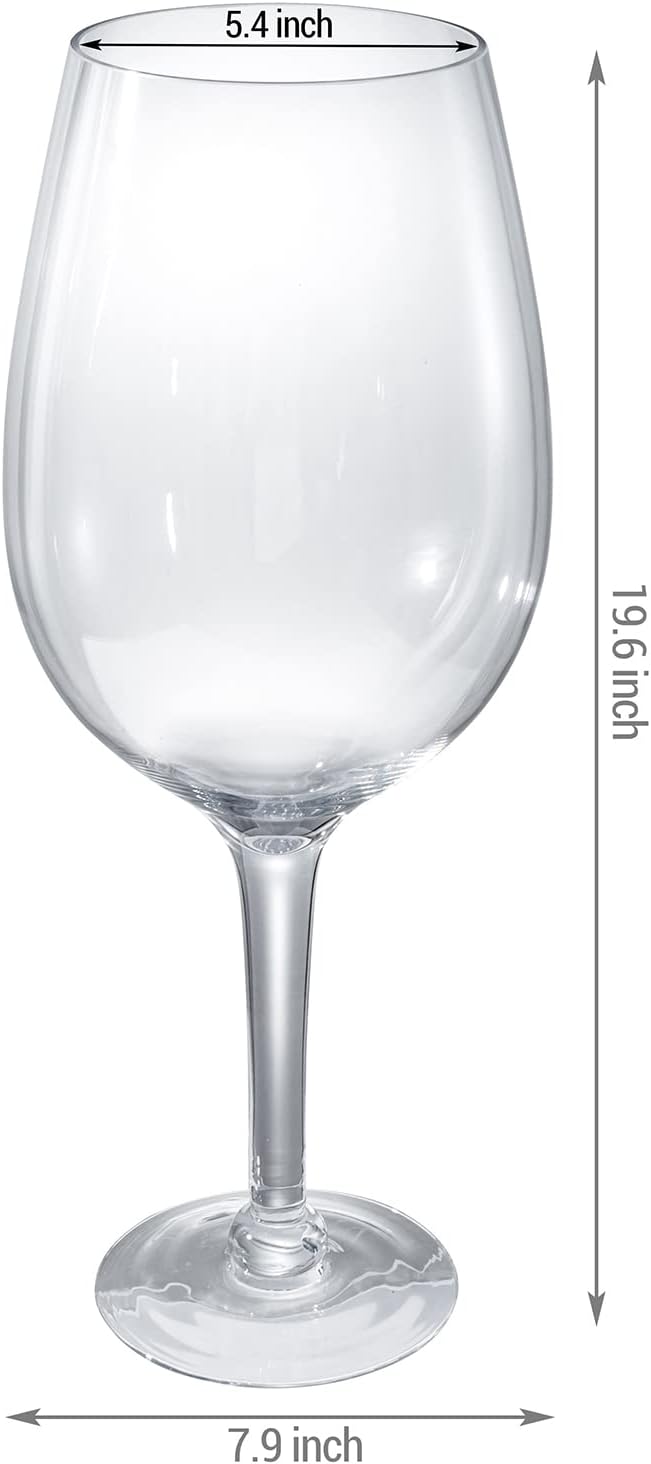 MyGift 20-Inch Giant Clear Decorative Hand Blown Bordeaux Wine Glass Novelty Stemware Magnum Chiller