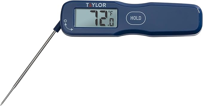 Taylor Digital Waterproof Rapid Response Thermocouple Folding Food Thermometer, Instant Read Thermometer for Meat Grilling BBQ Cooking and Kitchen, Blue