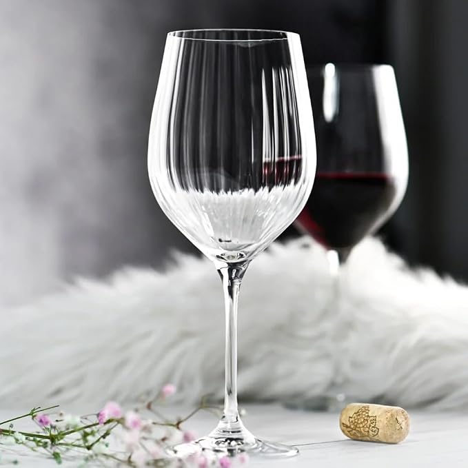 Krosno Red Wine Glasses | Set of 4 | 15.2 oz | Harmony LUMI Collection | Wedding Gift Drinkware | Perfect for Home, Restaurants and Kitchen Sets | Dishwasher Safe | Lead-Free Crystal Glass