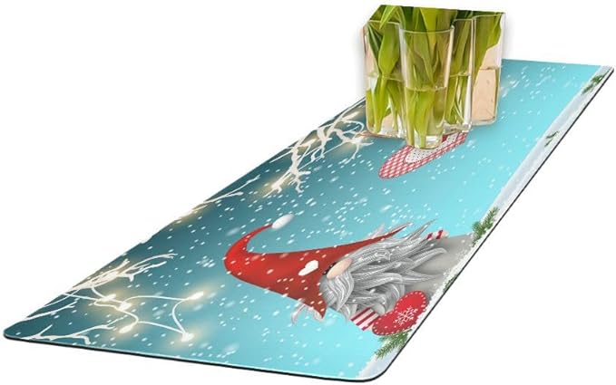 ALAZA Christmas Traditional Gnome Tomte with Red Heart Trivet Table Runner 40 Inches Long Trivet for Hot Pots and Pans/Hot Dishes,Table Protector Heat Up to 230F, Decorative Hot Plates