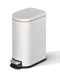 GarveeHome 2.6 Gallon Bathroom Trash Can, Space-Saving Slim Stainless Steel Step-On Garbage Bin with Soft Close Lid, Removable Inner Bucket for Bathroom & Bedroom, White
