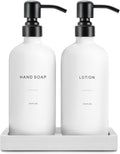 Prus Waso White Soap Dispenser Set, Contains Hand and Lotion Dispenser with Pump. Perfect for Guest Bathroom Decor. (White)