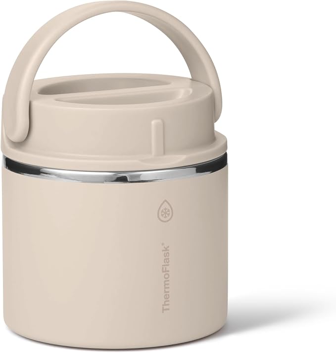 ThermoFlask Insulated Food Jar with Leakproof Lid (20 oz, Sand) - Stainless Steel Food Containers for Hot & Cold Meals, Lunch, Soup & Snacks