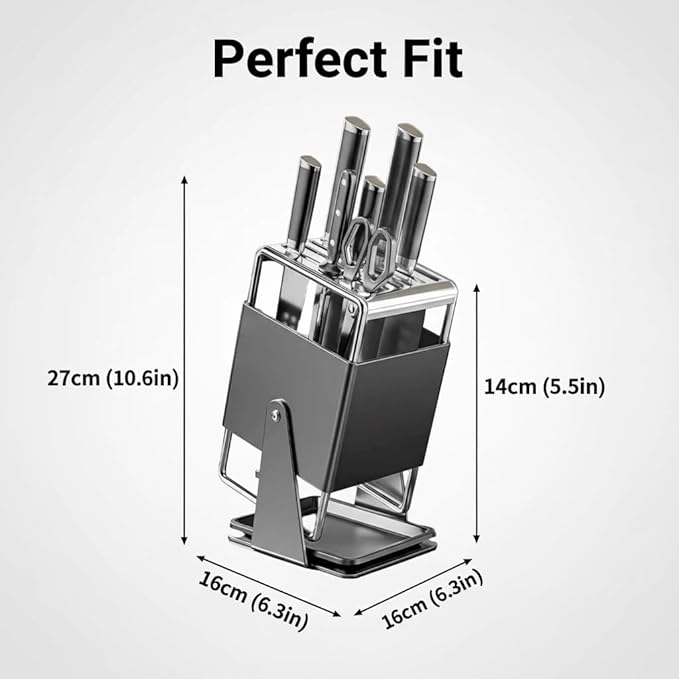 Universal knife rack - Stainless steel kitchen knife rack, suitable for storing kitchen knives, a kitchen storage wonder that is easy to clean. (Grey1)