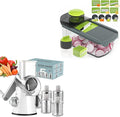 Ourokhome 10 in 1 Mandolin Slicer with Handheld Spiralizer, Multifunctional Vegetable Shredder Vegetable Chopper Onion Cutter with Container, Rotary Cheese Grater Hand Crank, Kitchen Shredder