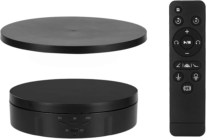 2 in 1 Motorized Rotating Display Stand with 5.74 /8.66 inch Replacement Cover, Remote Control 360 Degree Electric Turntable Display Stand Max 22lbs Load Auto Lazy Susan for Photography LiveStream