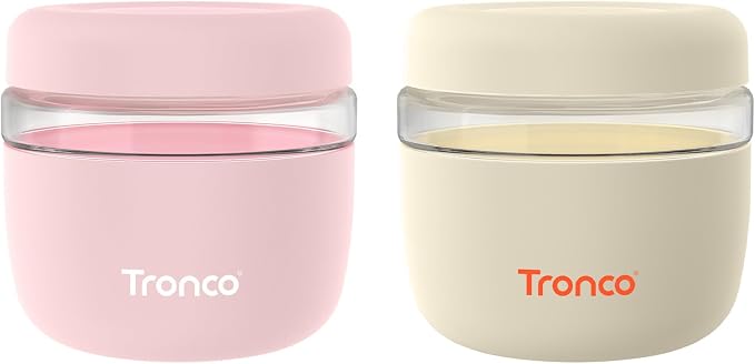 Tronco 24 oz Glass Food Storage & Lunch Bowl Containers with Airtight Lids | Leak & Spill Proof Meal Prep Container & Food Storage Jar for Lunch, Salad, Oats, Soup, BPA-Free, Microwave & Dishwasher Safe