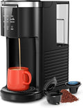 Kismile Single Serve Coffee Maker, 2-in-1 Pod Coffee Maker Compatible with K-Cup & Ground Coffee, 6 to 14oz Brew Sizes, 40oz Removable Water Reservoir, LCD Screen, Self-Cleaning Function, Black