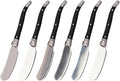 Stainless Steel Cheese Spreader Knives Set Wide Blade Dessert With Black Plastic Handles Multipurpose Butter Flatware Set(6pcs)