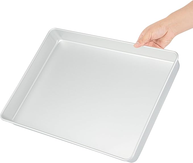 Restaurantware-Met Lux 18 x 12 x 2 Inch Straight-Sided Baking Tins, 12 Rectangular Cake Pans - Oven-Ready, Freezable, Anodized Aluminum Baking Sheet Cake Pans, Greaseproof, For Birthday Cakes