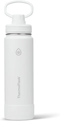 ThermoFlask Insulated Water Bottle with Spout Lid (24 oz, White) - Leakproof, Stainless Steel Water Bottle for Cold & Hot Drinks, Travel & Daily Hydration