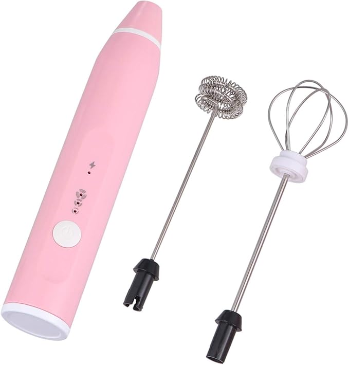 Hemoton Rechargeable Handheld Blender 2-in-1 Milk Egg Whisk Electric Stirrer Milk Foamer 3-speeds Compact Easy to Use