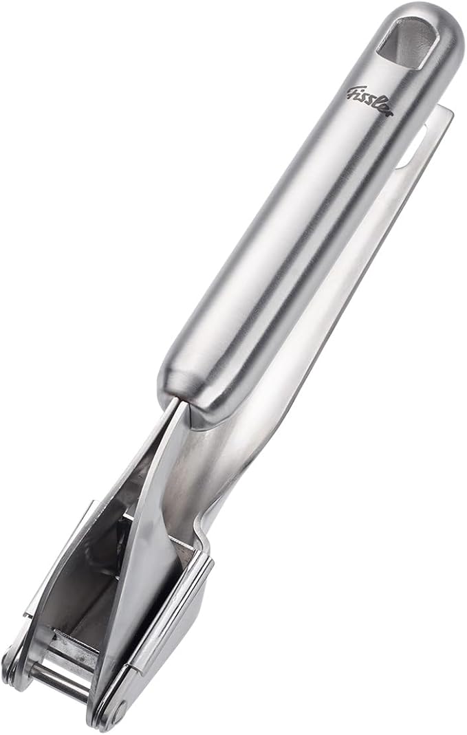 Fissler Essential Garlic Press, 18/10 Stainless Steel Garlic Mincer & Crusher, Kitchen Cooking Utensil, Ergonomic Handle, Easy to Clean, Dishwasher Safe