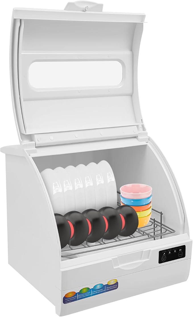 1200W Portable Countertop Dishwasher with 3 Washing Modes, 176℉ High-Temp, No Installation Needed, White Compact Dish Washing Machine for 12-18 Pieces of Cutlery
