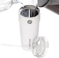 2-in-1 Hot & Cold Vacuum Insulated 30oz Tumblers, Stainless Steel Dual Chamber, Leak-Proof, BPA-Free, Fits Cup Holder, Travel Coffee Mug, Split Cup, 2 Drink, 2 Sides, Coffee & Water (Harper White)