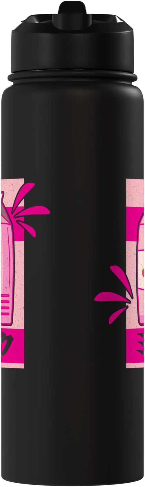 Kawaii Japanese Pink Retro 90s Strawberry Milk Carton Stainless Steel Insulated Water Bottle