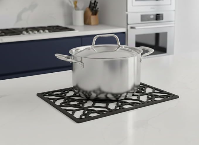 GASARÉ, Extra Large, Thick, Silicone Trivet for Hot Dishes, Pots, and Pans, Heat Resistant Mat for Countertop, Hot Pad for Kitchen, Easy to Clean, 16 x 12 x 3/8 Inches, Black