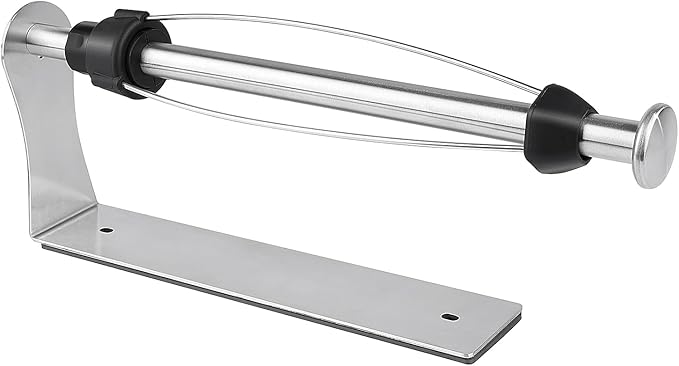 MONEER Magnetic Paper Towel Holder for Frige, One-Hand Operable Paper Towel Holder, Self-Adhesive, No Drill Magnet Paper Towel Holder for Kitchen, Refrigerator, RV, Garage (Silver)