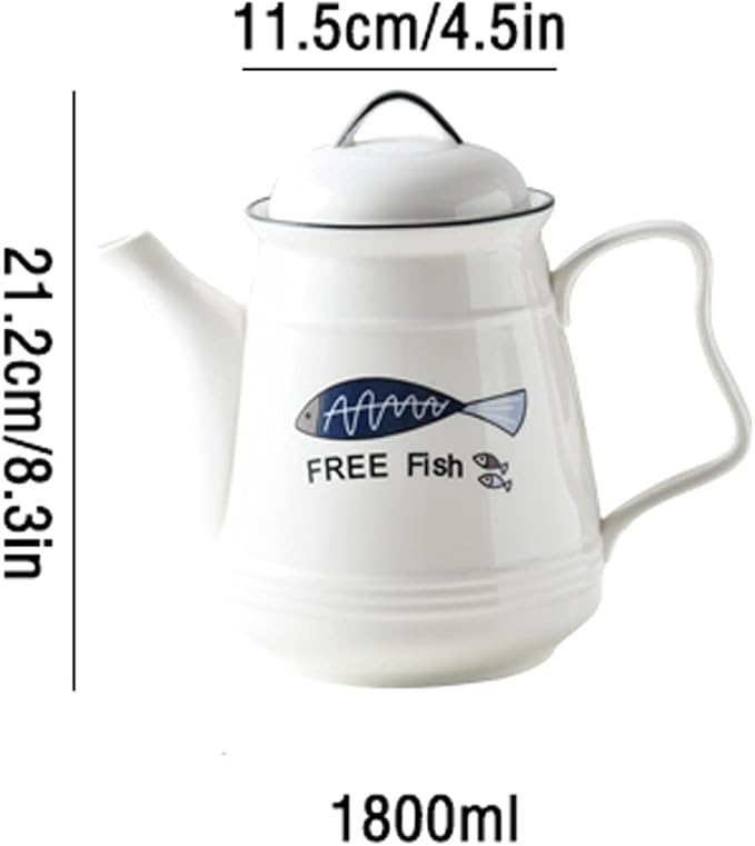 GRFIT Carafe Ceramic Cold Kettle with Handle Large Capacity Filter Teapot Teapot Home High Temperature Resistant Jug with Lid (170g) Water Pitcher (Color : H)