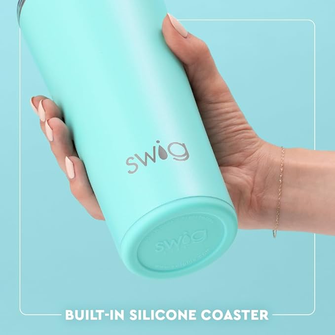 Swig Life 22oz Insulated Tumbler, Travel Coffee Tumbler with Lid, Cup Holder Friendly Travel Coffee Mug, Stainless Steel (Ribbons and Bows)