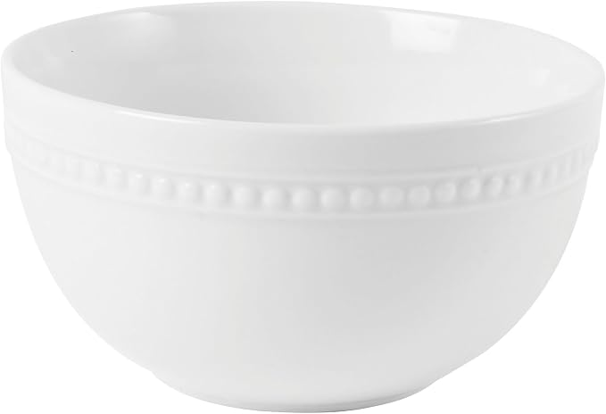Everyday White by Fitz and Floyd, Beaded 16 Piece Dinnerware Set, Service for 4