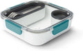BLACK + BLUM Bento Box Style Compartment Food Container | Packed Lunch Box with Stainless-Steel Travel Fork, Leak-Proof, Microwave Safe | Ocean Blue, 34 oz / 1000 ml