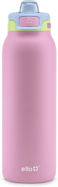 Ello Pop & Fill 32oz Stainless Steel Water Bottle with Quick Fill Technology, Double Walled and Vacuum Insulated Metal, Leak Proof Locking Lid, Sip and Chug, Reusable, BPA Free, Rosy Skyline