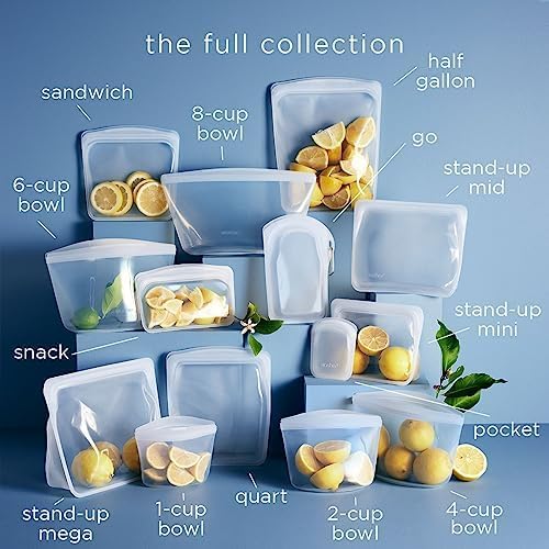 Stasher Silicone Reusable Storage Bag, 6-Cup Bowl, Reusable Freezer Bags, Microwave, Dishwasher, Oven Safe, Sous Vide, Premium Lunch Container, Eco Friendly, Food-safe Silicone Snack Bag, 48 oz, Clear | Reusable Food Bag