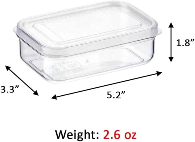 Lustroware Micro Clear Transparent Food Storage Containers with Lids – BPA-Free, Shatterproof, Dishwasher & Microwave Safe, 13oz Stackable Refrigerator Organizer Bins, Made in Japan, Set of 12