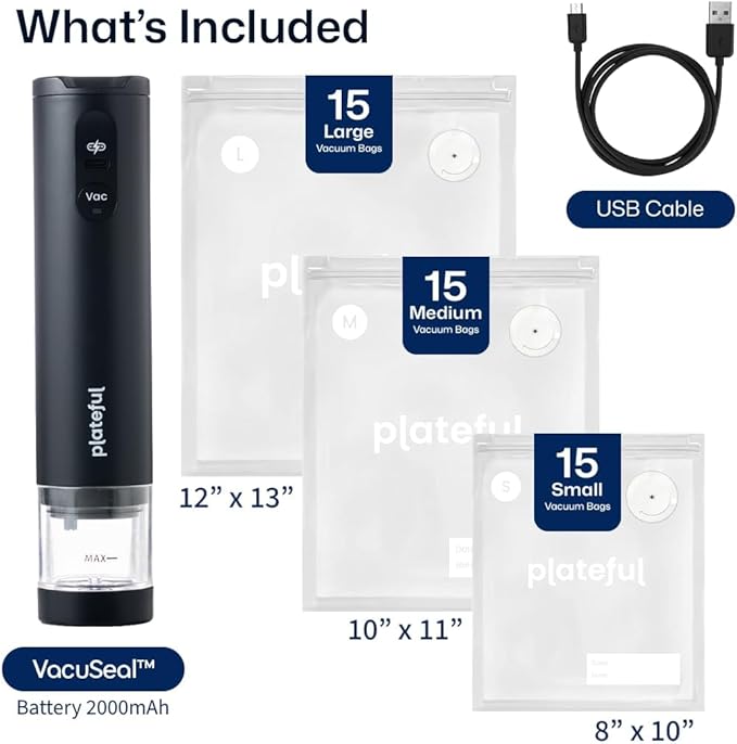 Handheld Vacuum Sealer for Food - Portable Cordless Food Vacuum Sealer Machine, Compact Mini Seal for Storage, Sous Vide & Freezer Preservation (45 Bags)