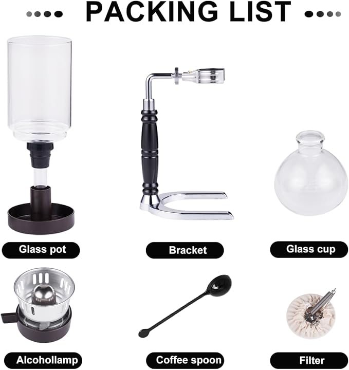 YUCHENGTECH Siphon Syphon Coffee Maker Tabletop Glass Siphon Pot Glass Technica Siphon Vacuum Coffee Maker(5 Cups(600ml))