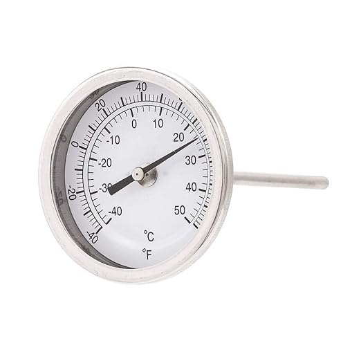 PIC Gauges B3B6-AA SS Case Bimetal Thermometer, 316 SS Stem, Back Angle Connection, 3" Dial, 6" Stem Length, -40/120° F & -40/50° C Temperature Range