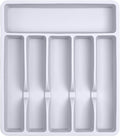 Pantrymade Silicone Silverware Drawer Organizer – Non-Slip Utensil Holder for Kitchen Drawers | Cutlery Tray for Forks, Knives, Spoons & More | Durable, BPA-Free, Easy to Clean – White